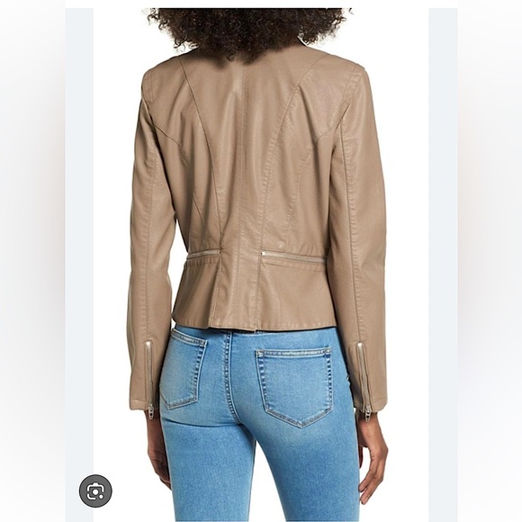 Blank NYC Vegan Leather Moto Jacket in Taupe - Picture 3 of 16